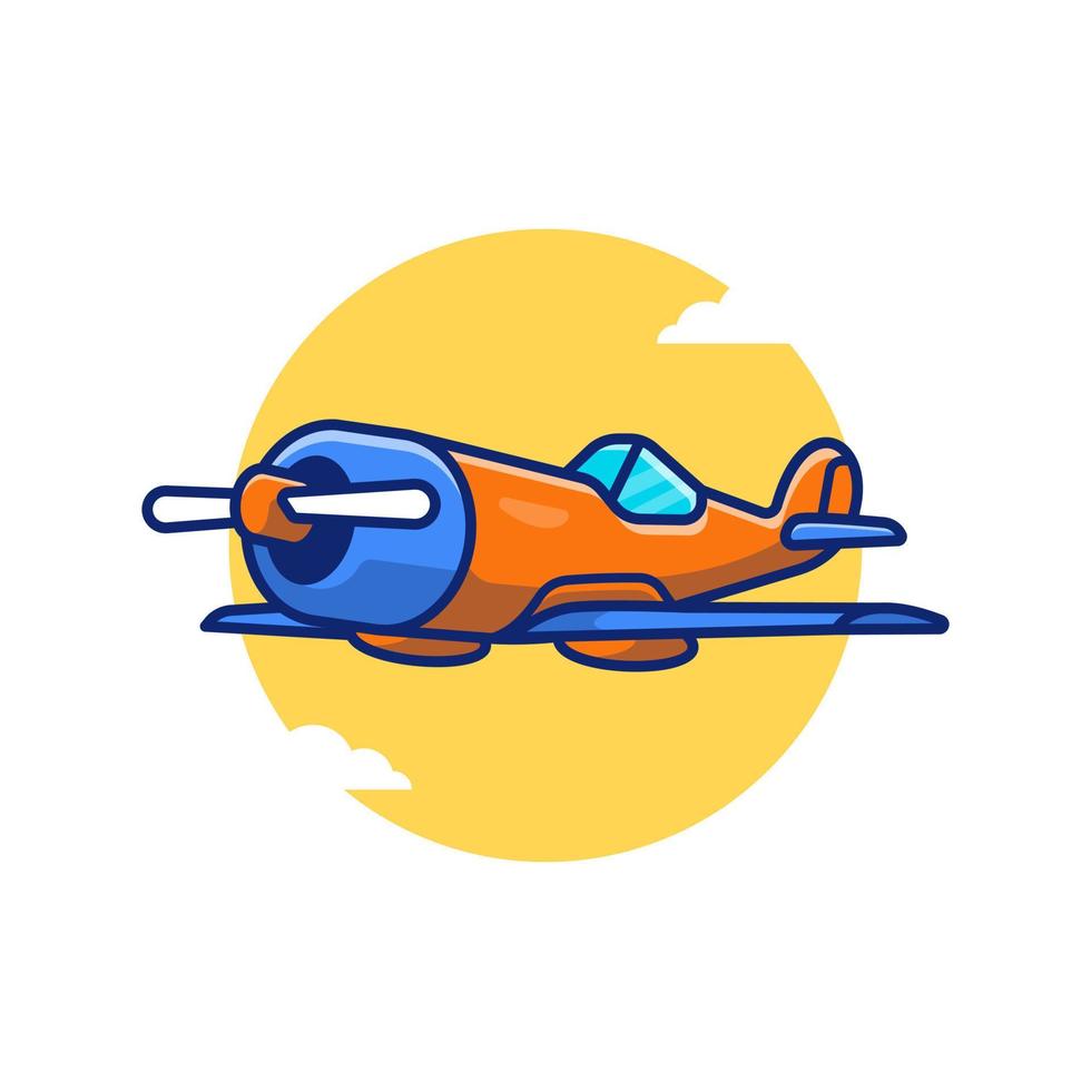 Fighter Plane Cartoon Vector Icon Illustration. Air Transportation Icon Concept Isolated Premium Vector. Flat Cartoon Style