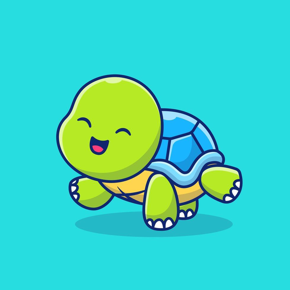 Cute Turtle Doing Yoga Cartoon Vector Icon Illustration. Animal Sport Icon Concept Isolated Premium Vector. Flat Cartoon Style