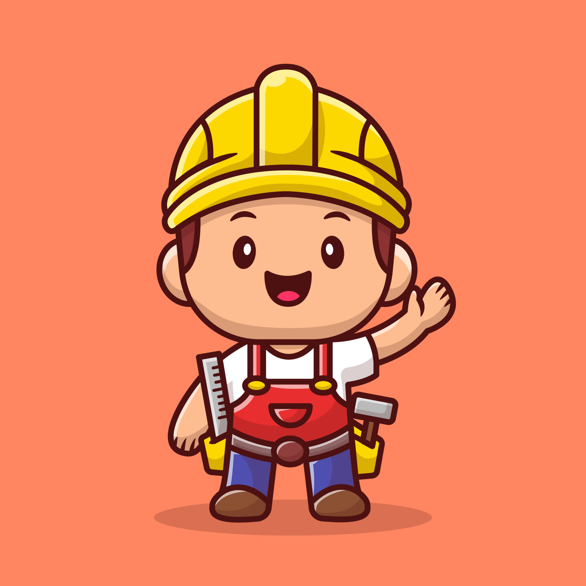Handyman With Ruler And Hammer Cartoon Vector Icon Illustration. People  Profession Icon Concept Isolated Premium Vector. Flat Cartoon Style  15512426 Vector Art at Vecteezy