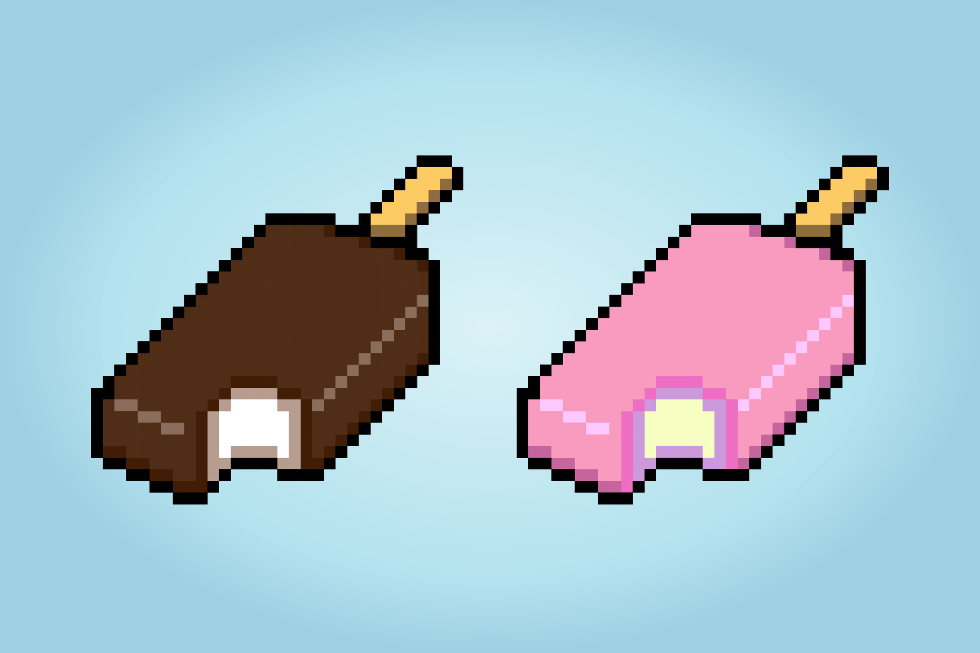 8 bit pixel of ice cream. food for game assets and cross stitch patterns in vector illustrations