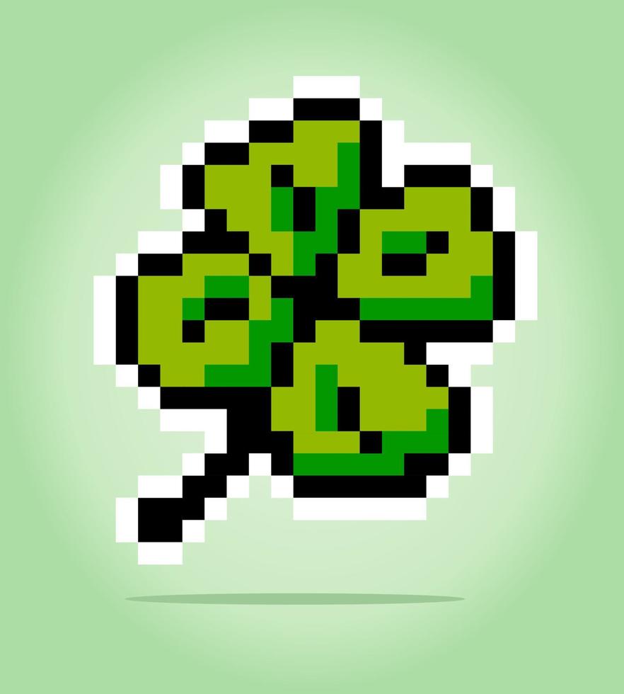 píxel de cuatro hojas de 8 bits. hoja para activos de juego y patrones de punto de cruz en ilustraciones vectoriales. vector