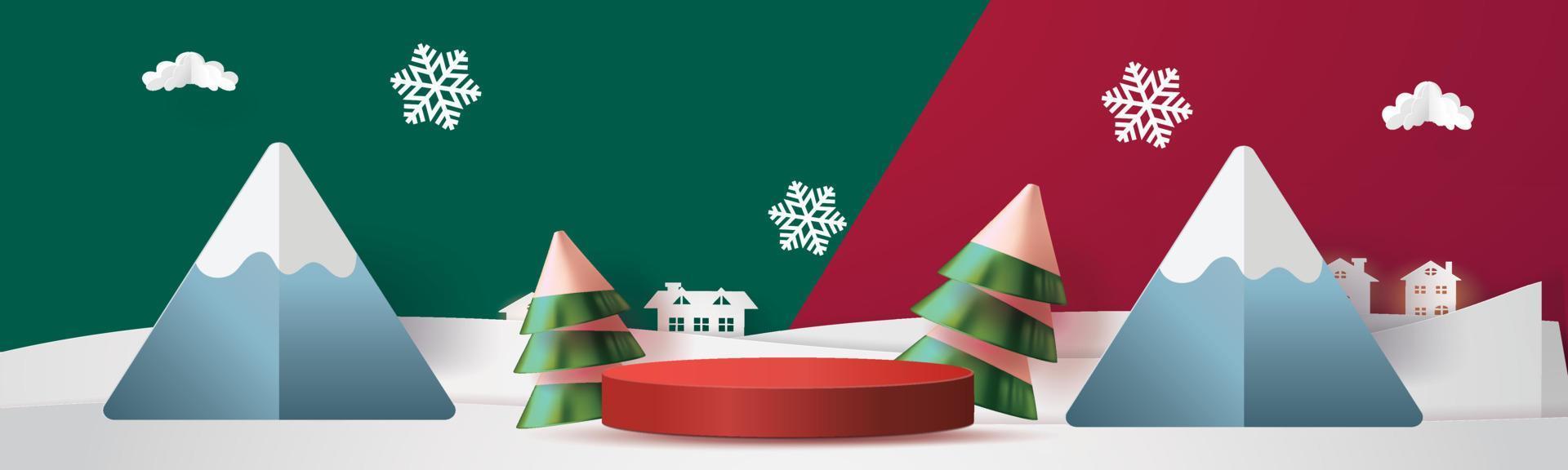 podium Christmas decorative design Red green and blue Studio Stand for Promotion Product vector