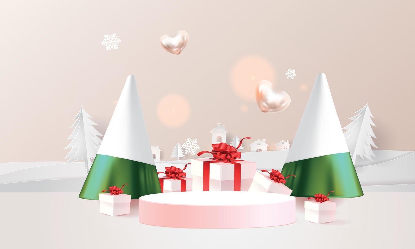podium Christmas decorative design Red green and blue Studio Stand for Promotion Product vector