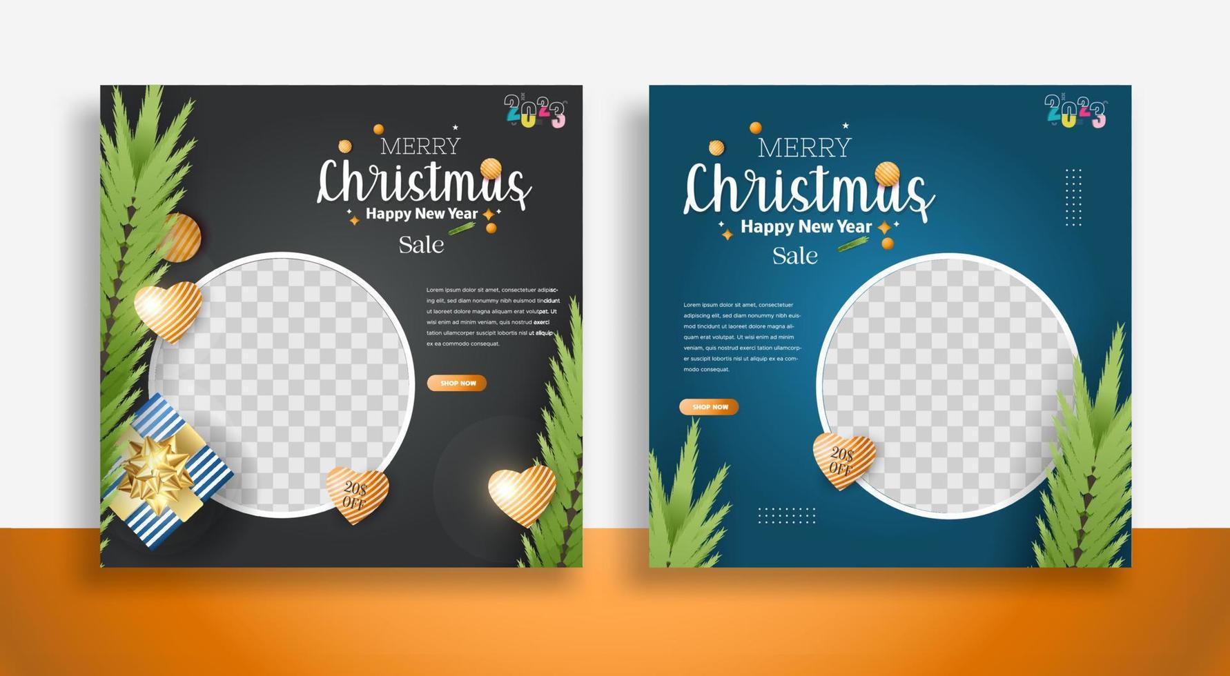 conjunto de banner web de plantilla de publicación de redes sociales de navidad para promociones de su producto. vector