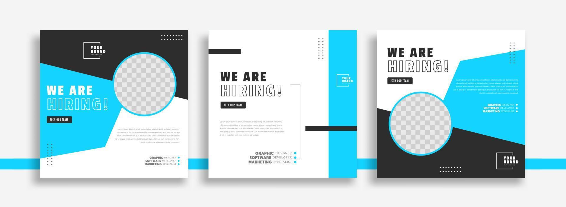 We are hiring job vacancy social media post banner design template with yellow color. We are hiring job vacancy square web banner design. vector