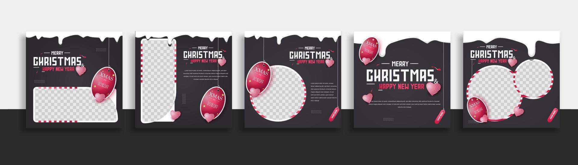 set of christmas social media post template web banner for promotions your product. vector
