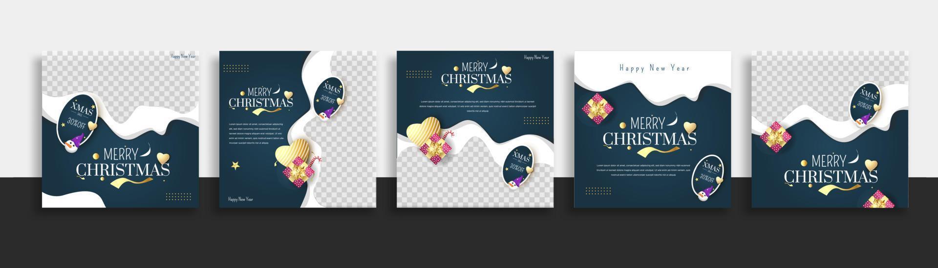 conjunto de banner web de plantilla de publicación de redes sociales de navidad para promociones de su producto. vector