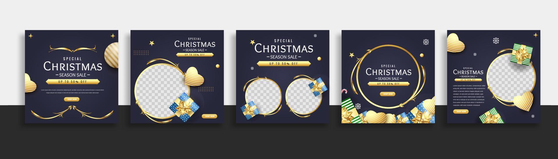 set of christmas social media post template web banner for promotions your product. vector