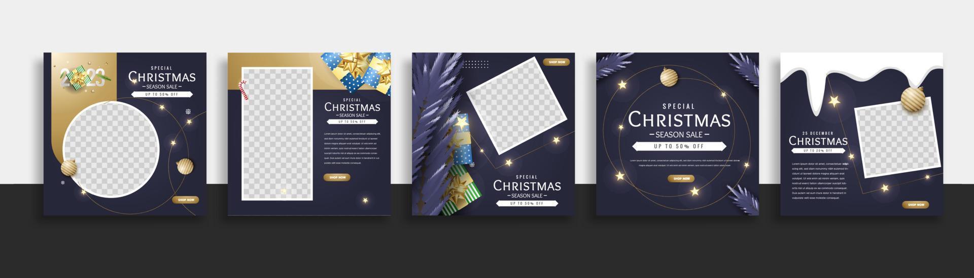 set of christmas social media post template web banner for promotions your product. vector