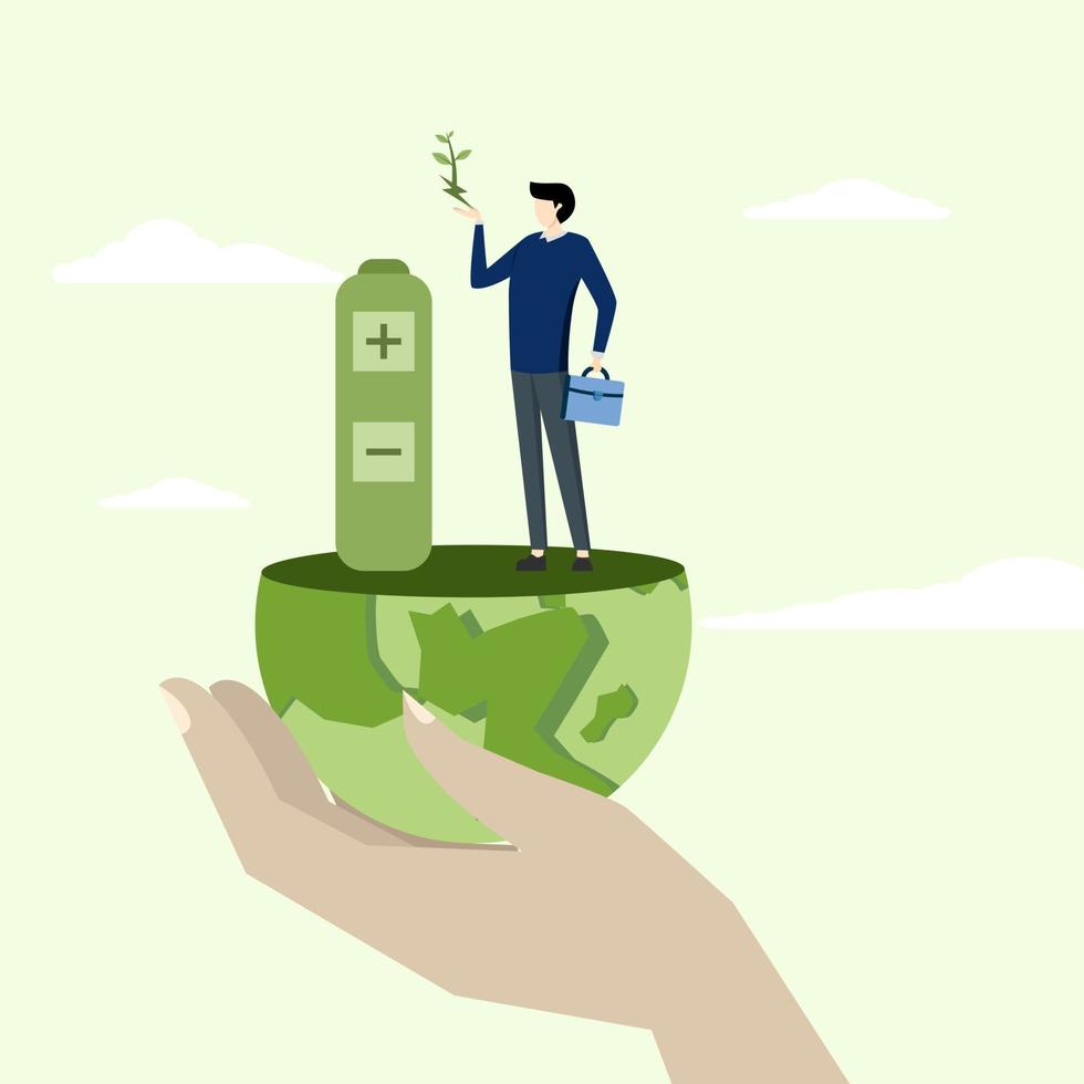 green energy illustration. sustainable energy concept with renewable energy and natural resources. Green natural energy and electric power industry concept. Vector illustration.