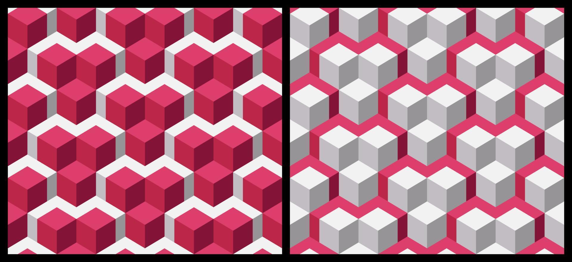 Geometric Pattern Background 3D Cube Shape Viva Magenta -2 vector