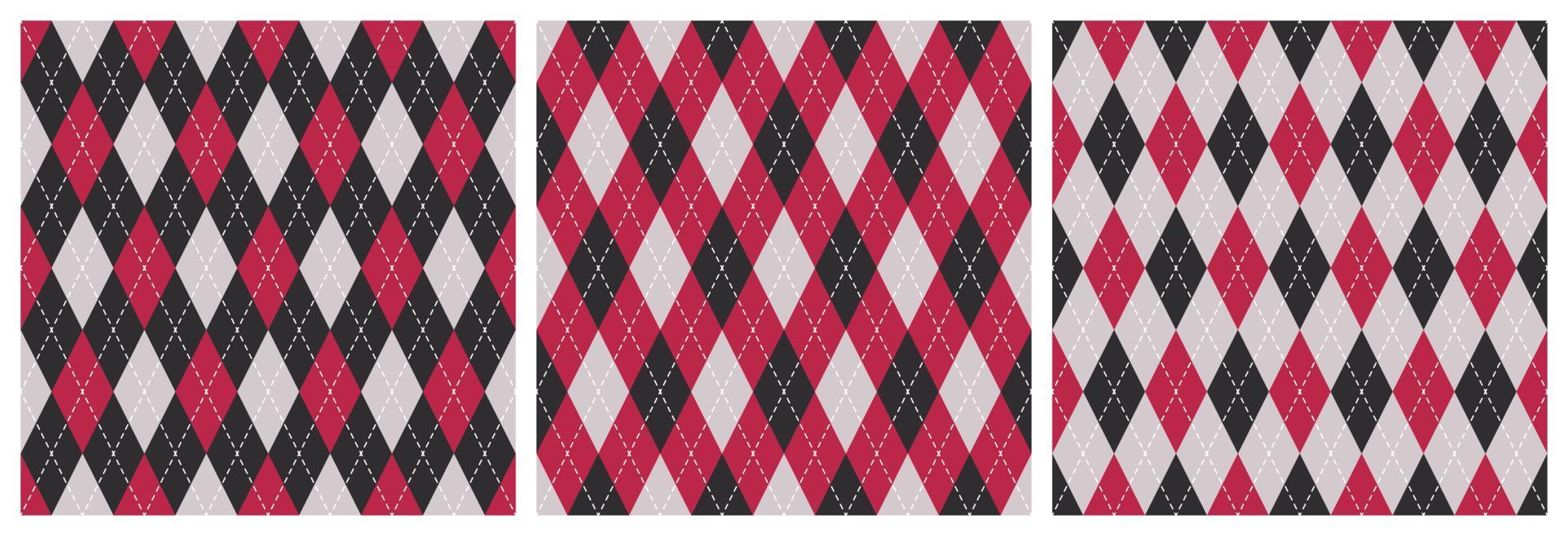 Seamless Argyle Pattern Viva Magenta Black Gray Background vector