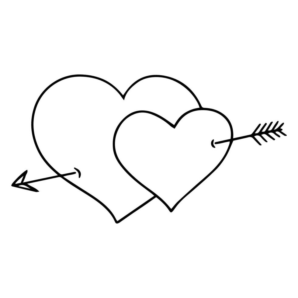 Hand drawn icon with hearts doodle style for celebration design. vector