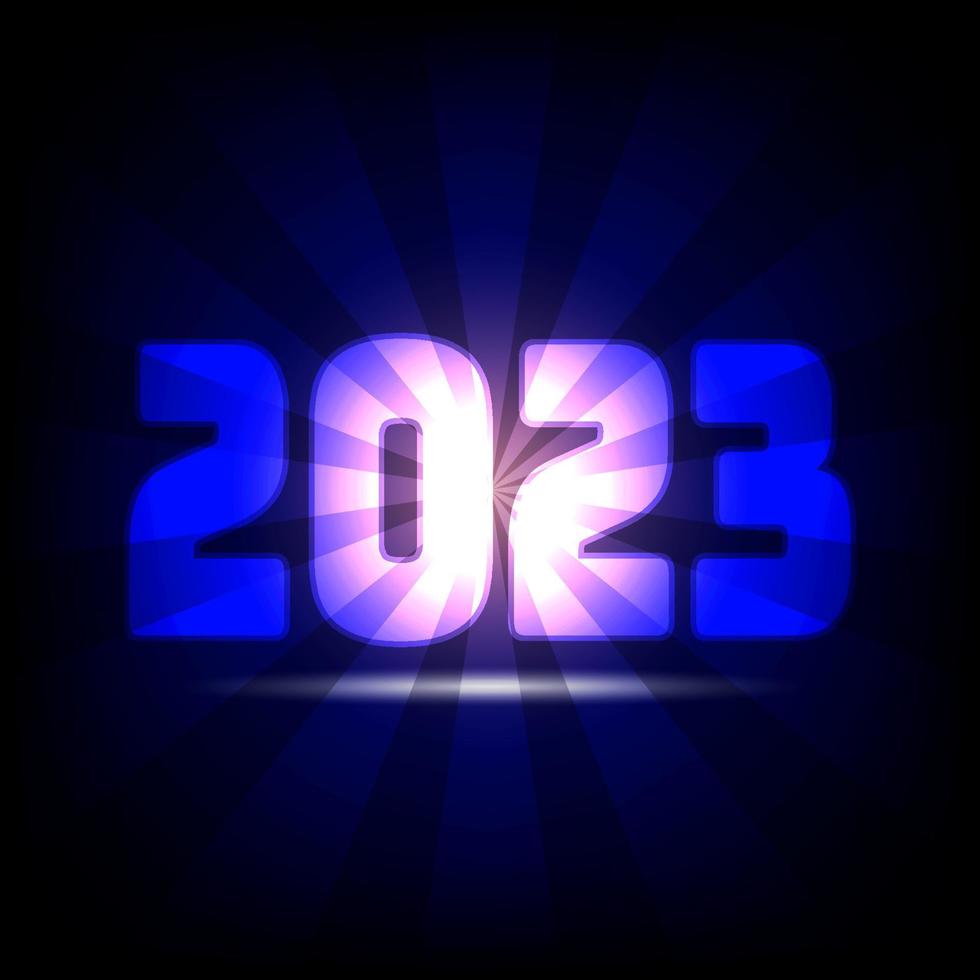 feliz año nuevo. 2023 con un rayo de luz sobre fondo digital y tecnológico. vector