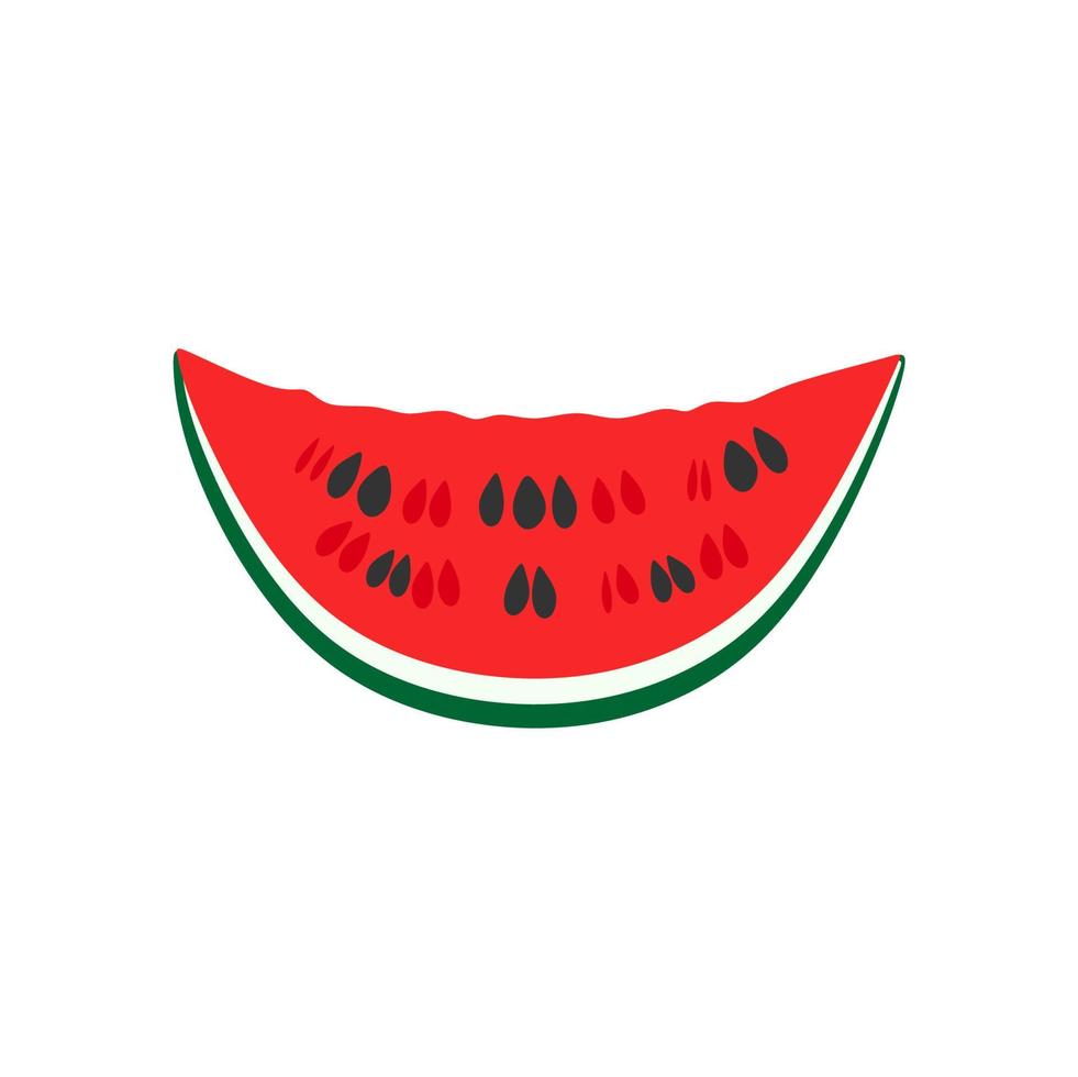 A slice of watermelon with seeds. The berry is sweet. Isolated on a white background. vector