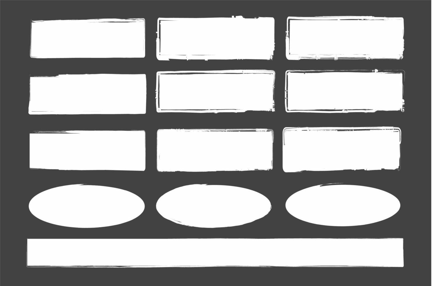 Grunge shapes of rectangular banners. White figures with ragged edges. Grunge brush. Design elements. A set of dies. vector