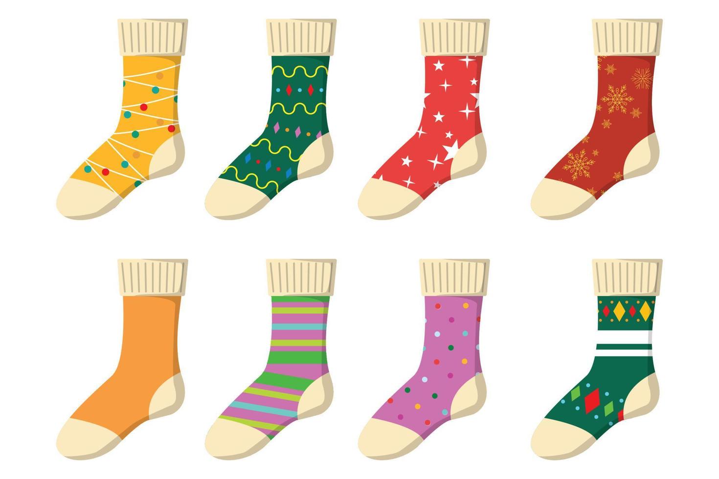 colección de calcetines estampados para decoraciones navideñas ilustraciones vectoriales eps10 vector