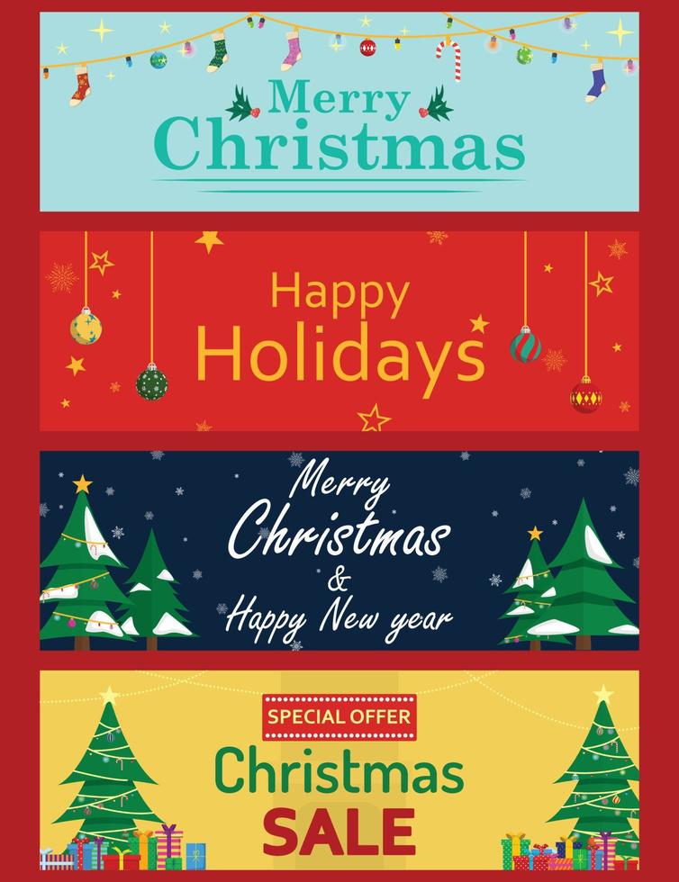 Christmas web banner template collection for Chirstmas days vector illustration EPS10