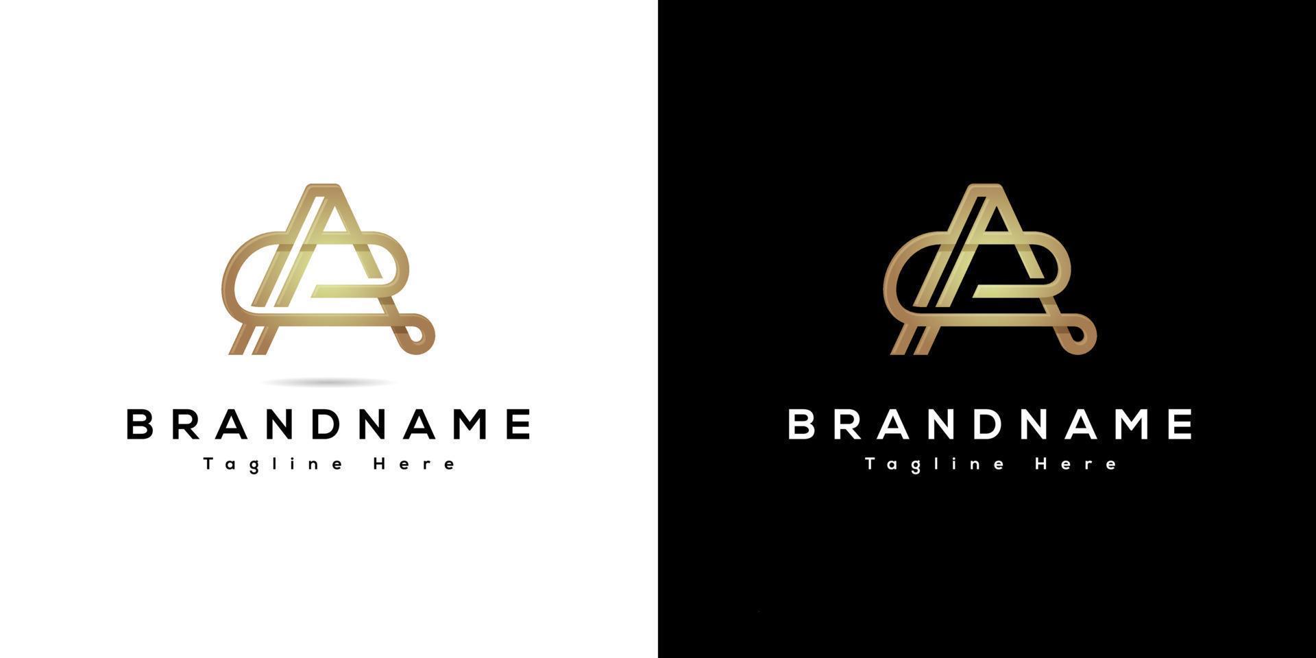 Creative golden line of letter A sign type classic logo design. Premium exclusive quality logo vector template