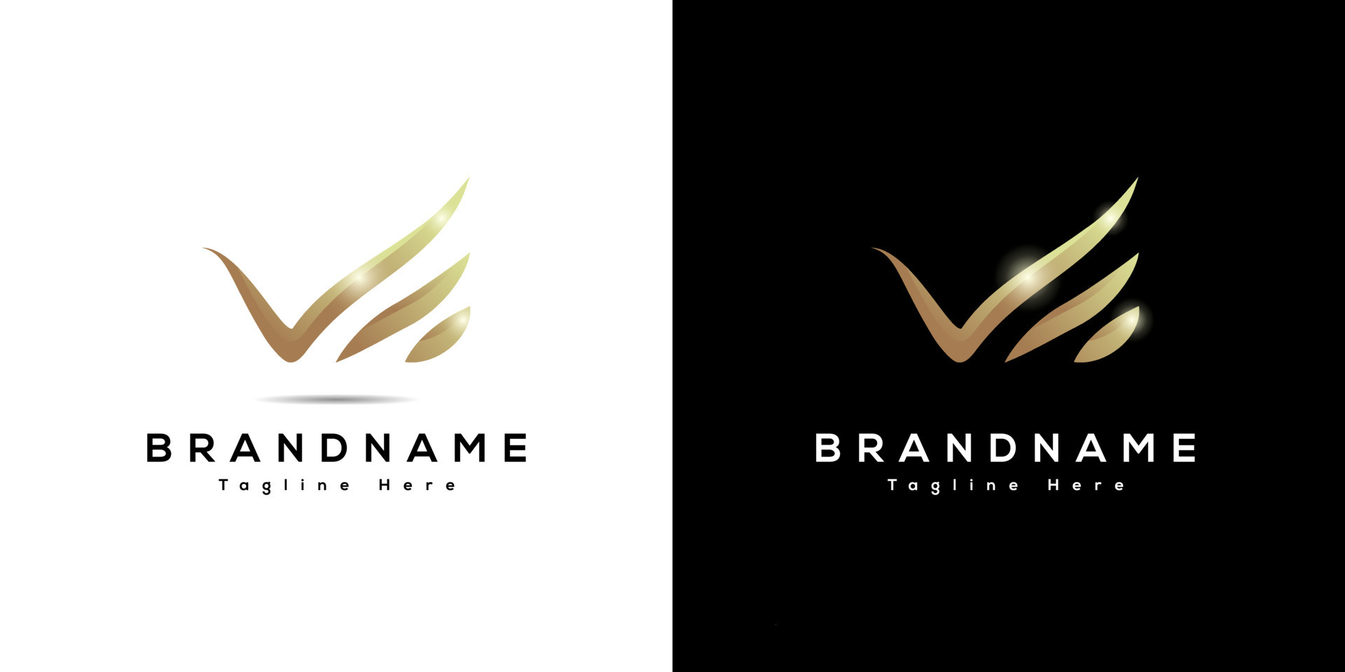 Golden feather letter v luxury brand logo icon Vector Image
