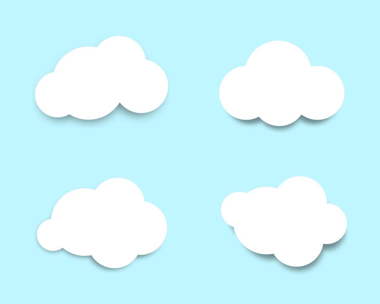 Cloud vector element illustration with weather shadow flat shaped background