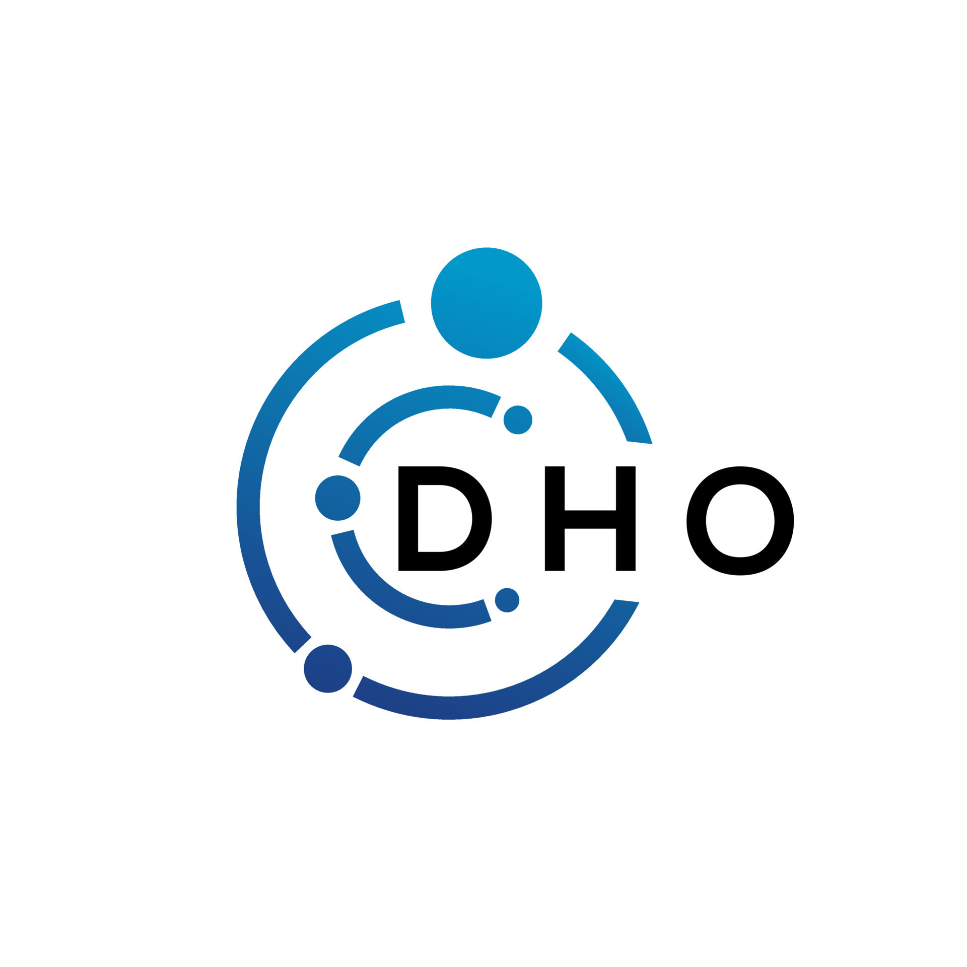 diseño de logotipo de letra dho sobre fondo blanco. concepto de