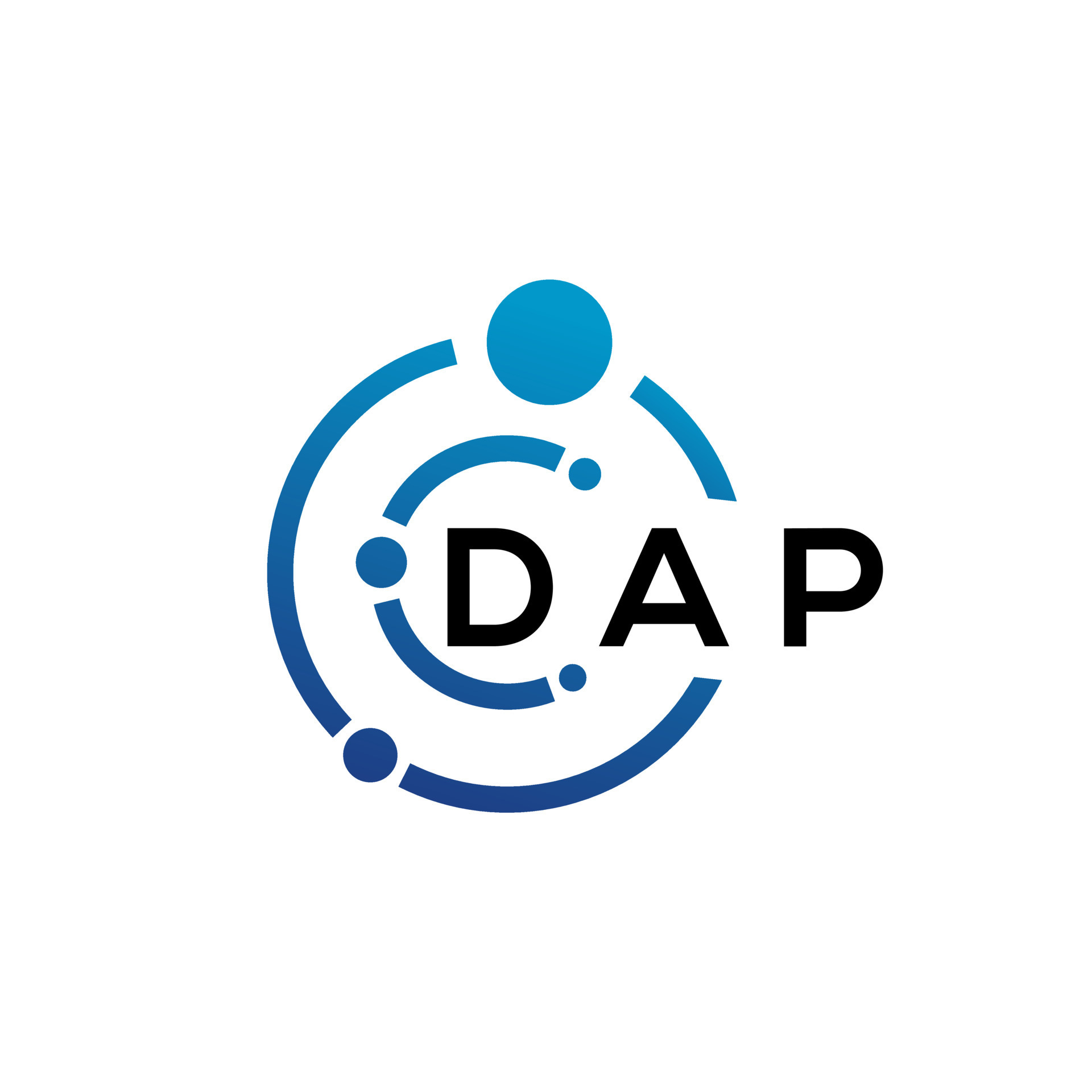 Dap letter logo design on white background dap creative initials