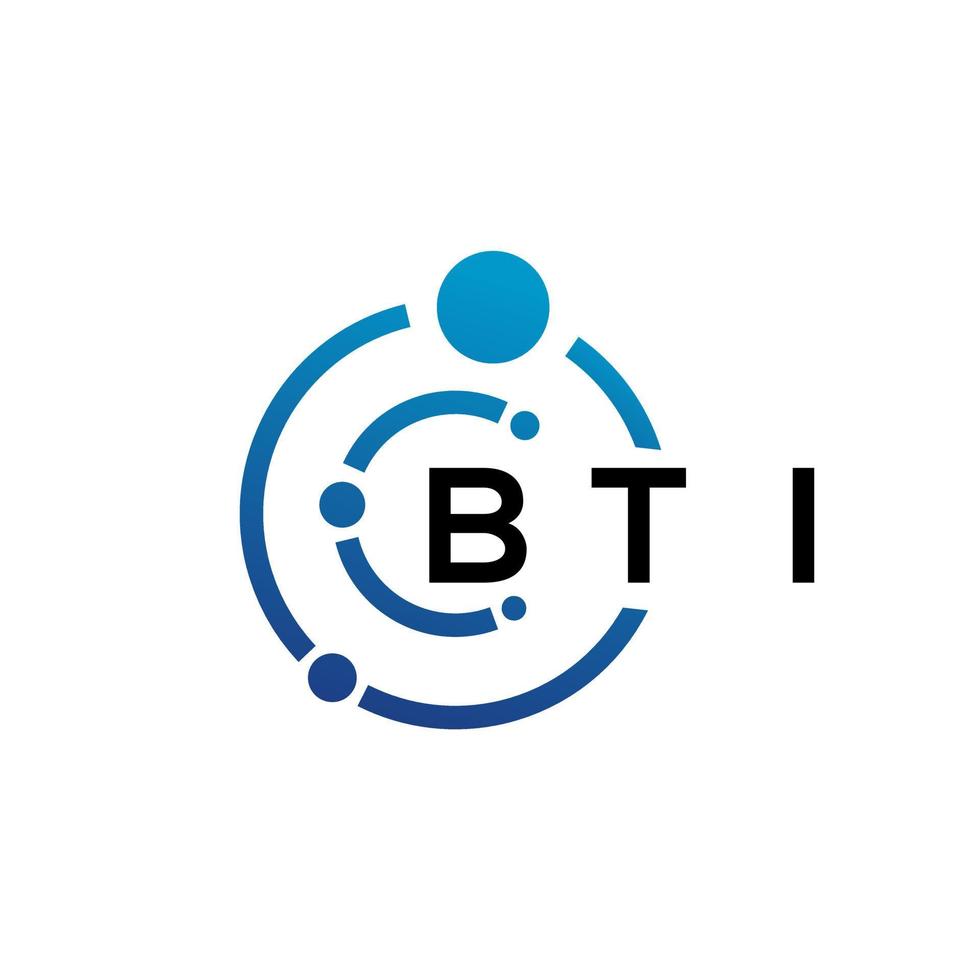 diseño de logotipo de letra bti sobre fondo blanco. concepto de logotipo de letra de iniciales creativas bti. diseño de letras bti. vector