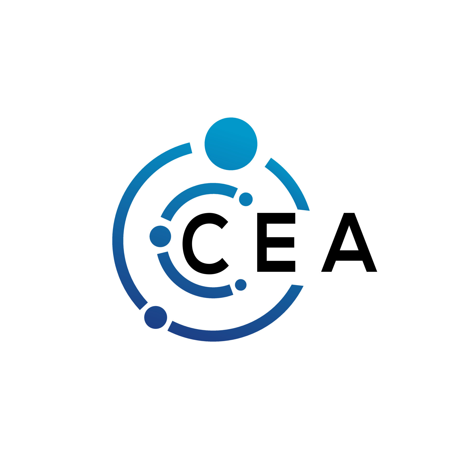 diseño de logotipo de letra cea sobre fondo blanco. concepto creativo