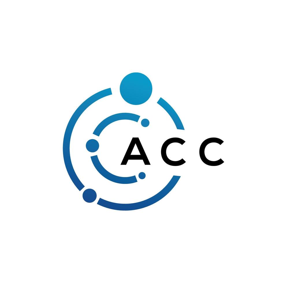 diseño de logotipo de letra acc sobre fondo negro. concepto de logotipo de letra inicial creativa acc. diseño de carta acc. vector