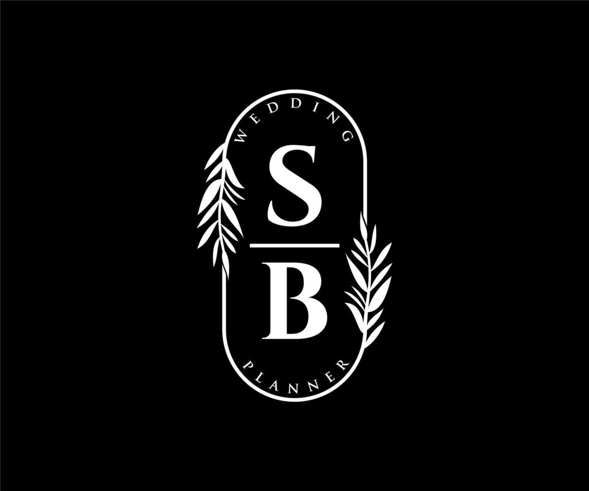 SB Initials letter Wedding monogram logos collection, hand drawn modern minimalistic and floral templates for Invitation cards, Save the Date, elegant identity for restaurant, boutique, cafe in vector
