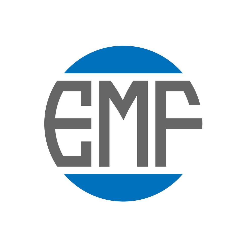 diseño de logotipo de letra emf sobre fondo blanco. concepto de logotipo de círculo de iniciales creativas emf. diseño de letras fem. vector