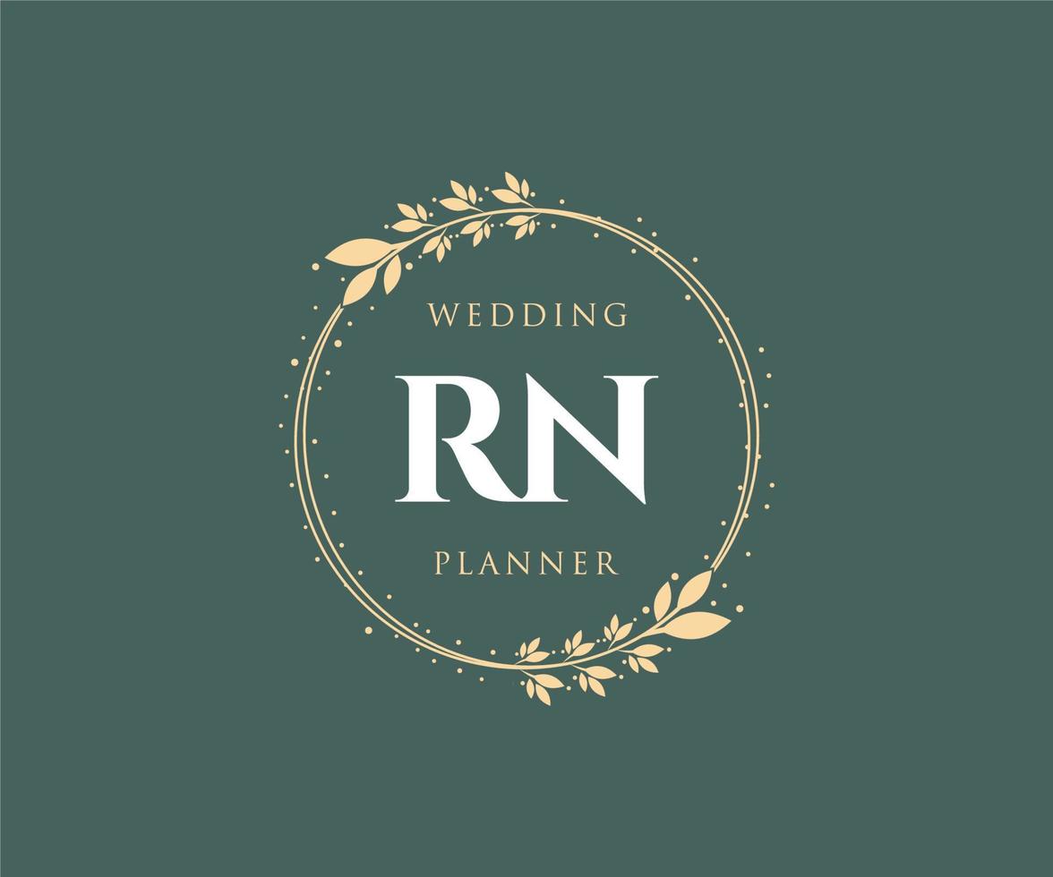 RN Initials letter Wedding monogram logos collection, hand drawn modern minimalistic and floral templates for Invitation cards, Save the Date, elegant identity for restaurant, boutique, cafe in vector
