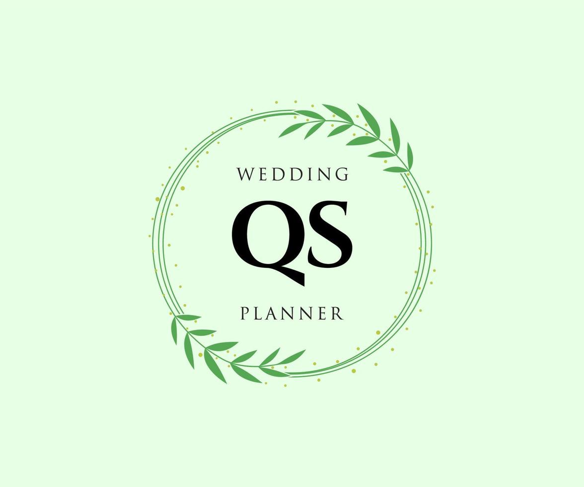 colección de logotipos de monograma de boda con letras iniciales qs, plantillas florales y minimalistas modernas dibujadas a mano para tarjetas de invitación, guardar la fecha, identidad elegante para restaurante, boutique, café en vector