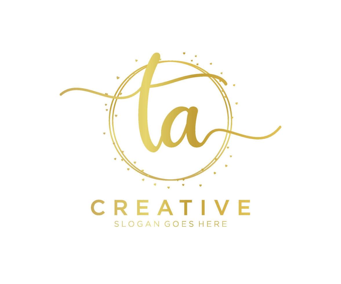 Initial TA feminine logo. Usable for Nature, Salon, Spa, Cosmetic and Beauty Logos. Flat Vector Logo Design Template Element.
