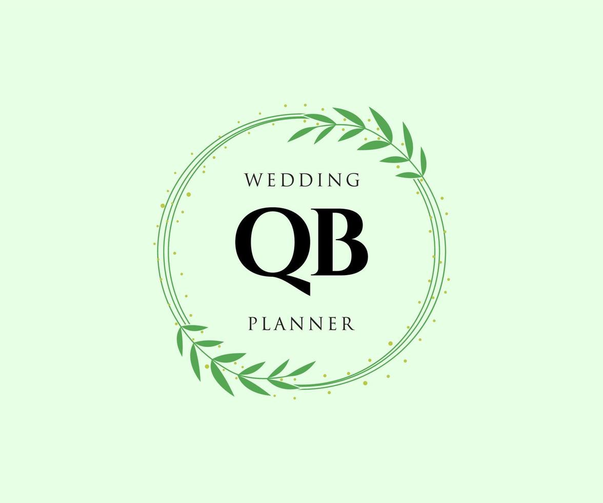 QB Initials letter Wedding monogram logos collection, hand drawn modern minimalistic and floral templates for Invitation cards, Save the Date, elegant identity for restaurant, boutique, cafe in vector