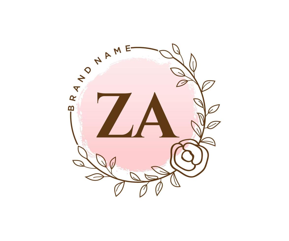 logotipo femenino inicial za. utilizable para logotipos de naturaleza, salón, spa, cosmética y belleza. elemento de plantilla de diseño de logotipo de vector plano.