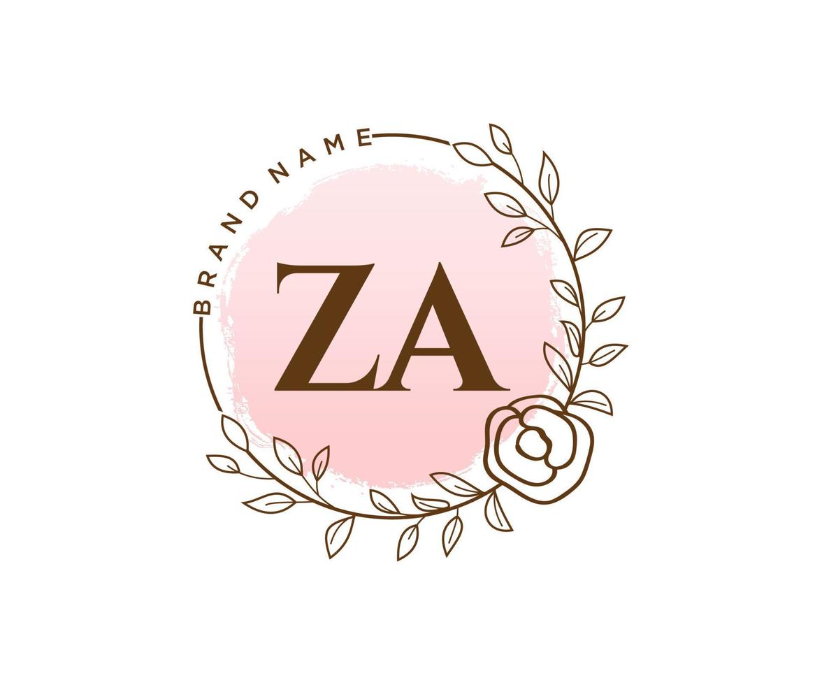 Initial ZA feminine logo. Usable for Nature, Salon, Spa, Cosmetic and Beauty Logos. Flat Vector Logo Design Template Element.