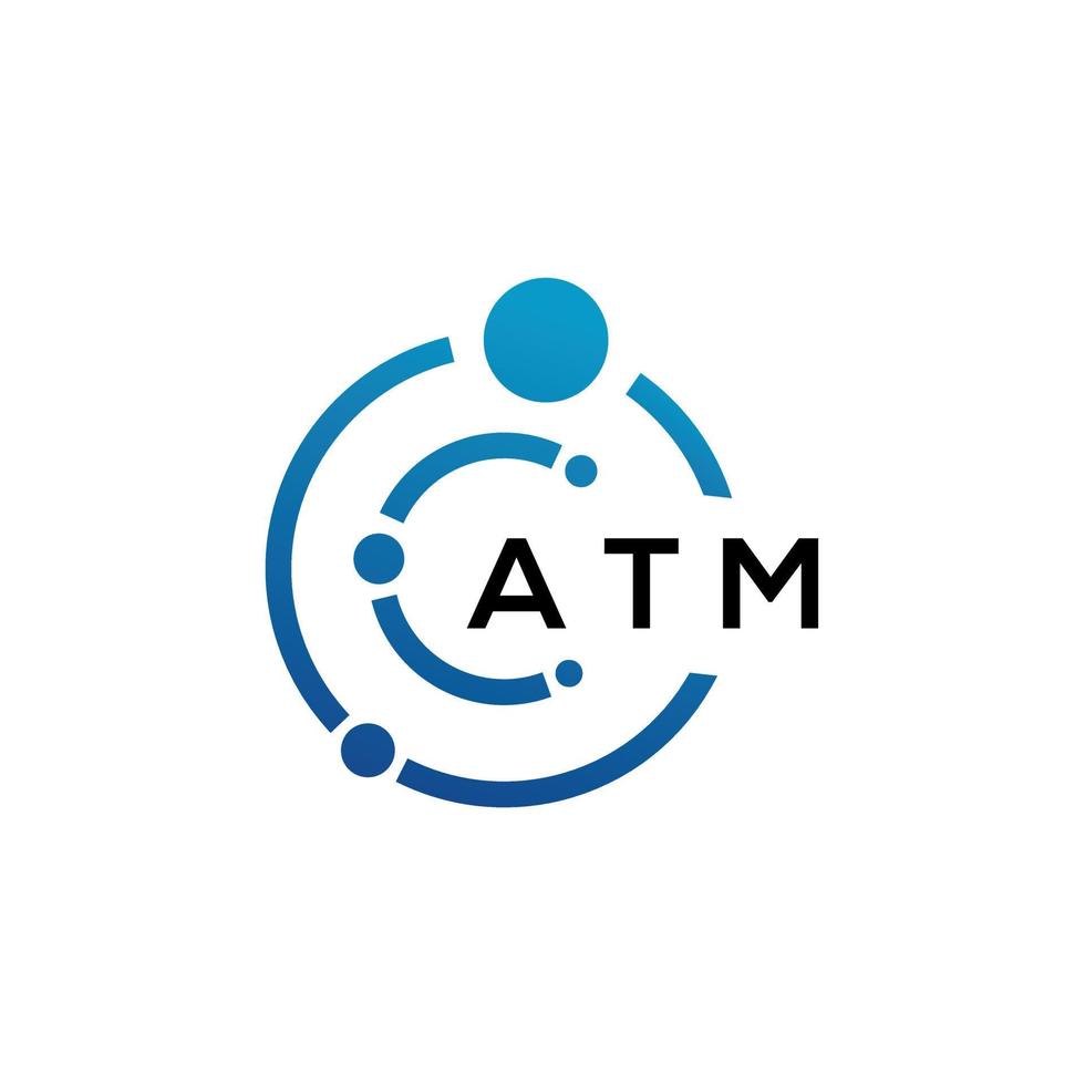 diseño de logotipo de letra atm sobre fondo negro. concepto de logotipo de letra de iniciales creativas atm. diseño de carta de cajero automático. vector