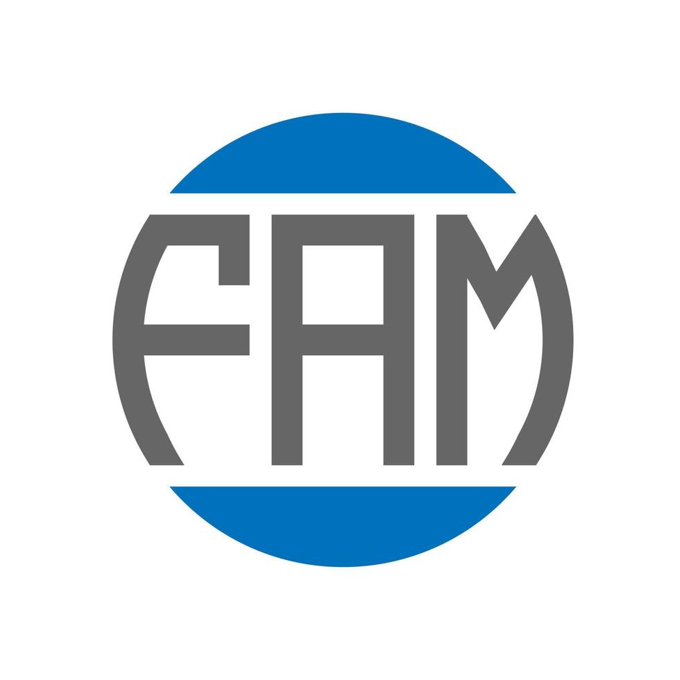 diseño de logotipo de carta fam sobre fondo blanco. concepto de logotipo de círculo de iniciales creativas de fam. diseño de carta familiar. vector