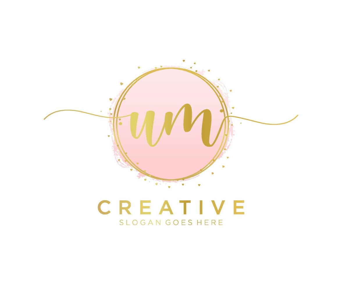 Initial UM feminine logo. Usable for Nature, Salon, Spa, Cosmetic and Beauty Logos. Flat Vector Logo Design Template Element.