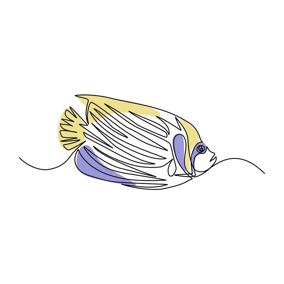 Tropical fish vector illustration drawn in line art style