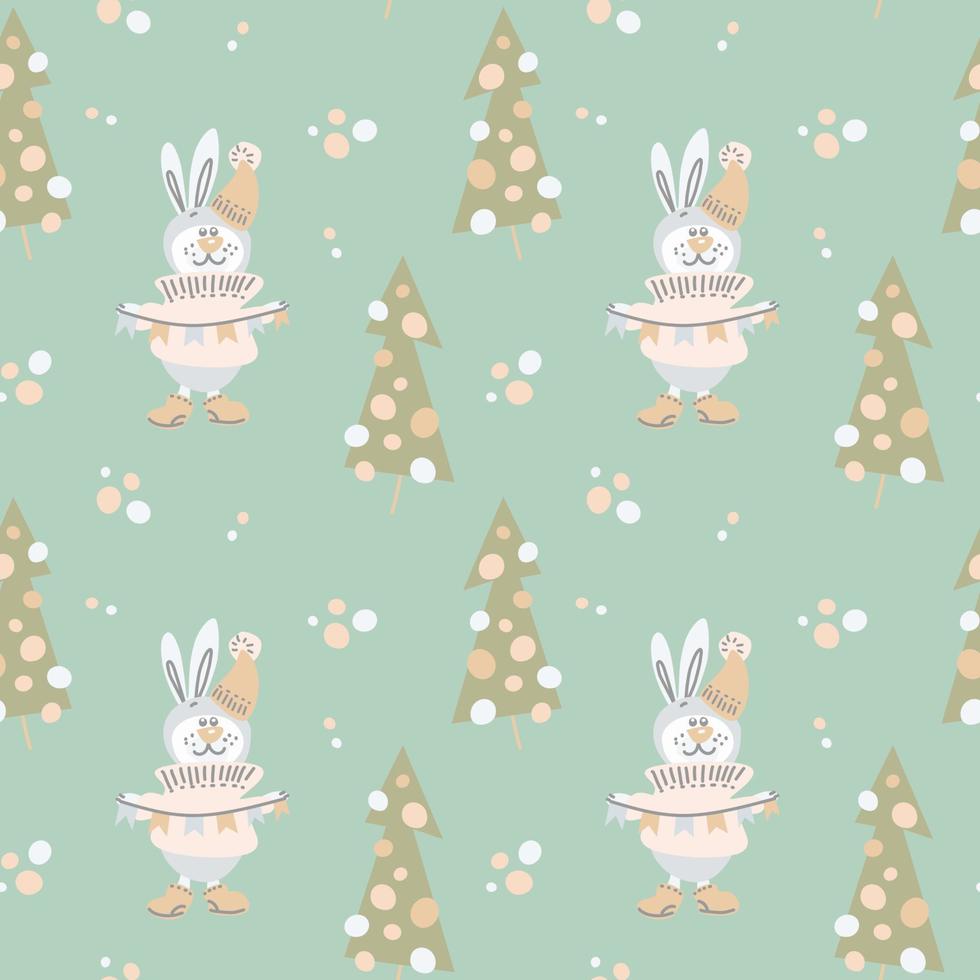 Seamless christmas pattern drawn in cartoon style vector