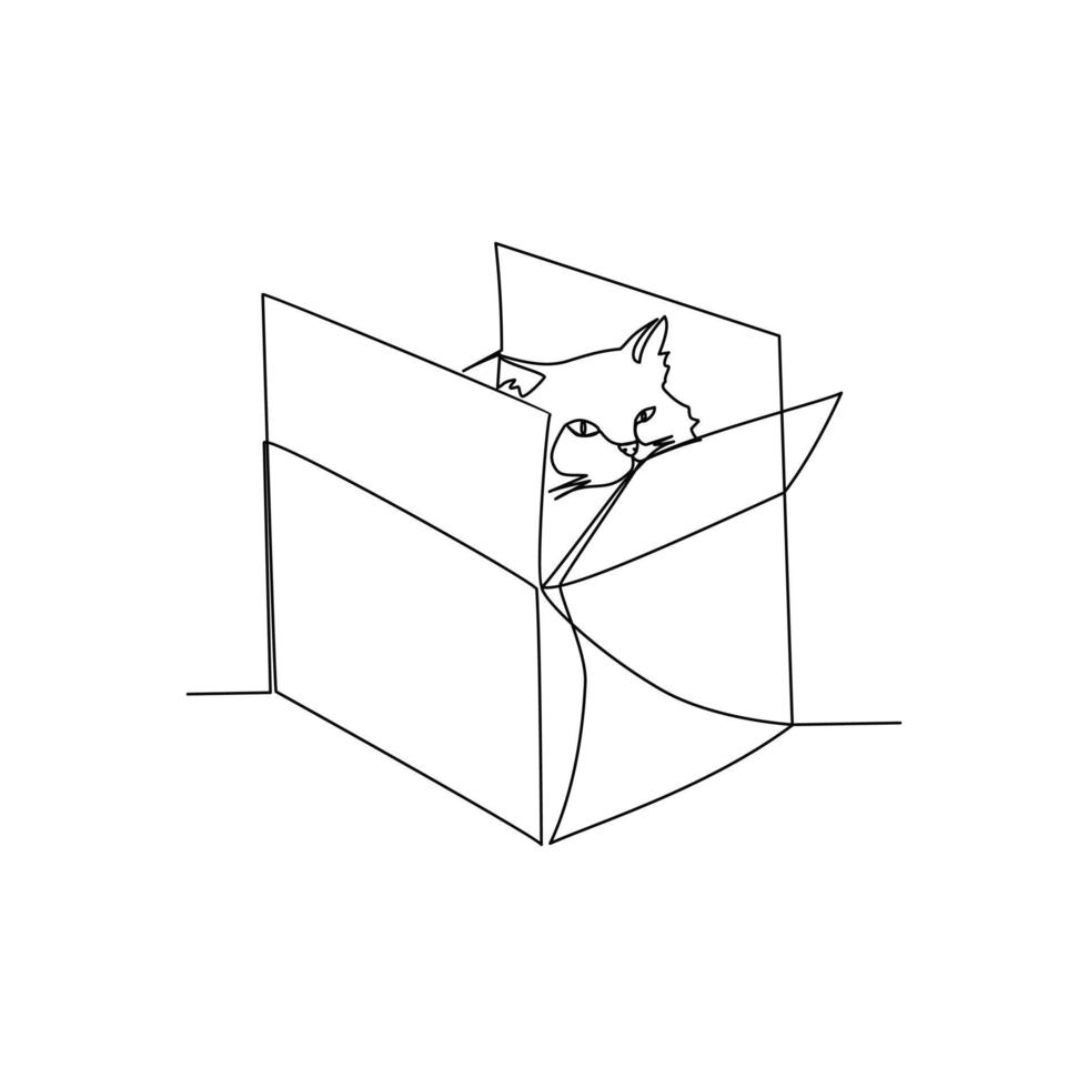 ilustración vectorial de un gato en una caja vector