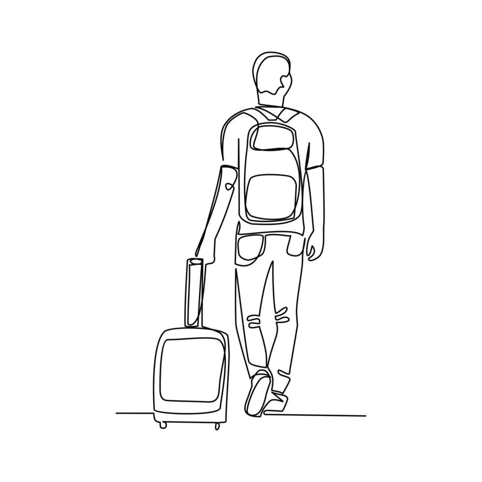 Traveler vector illustration drawn in line art style