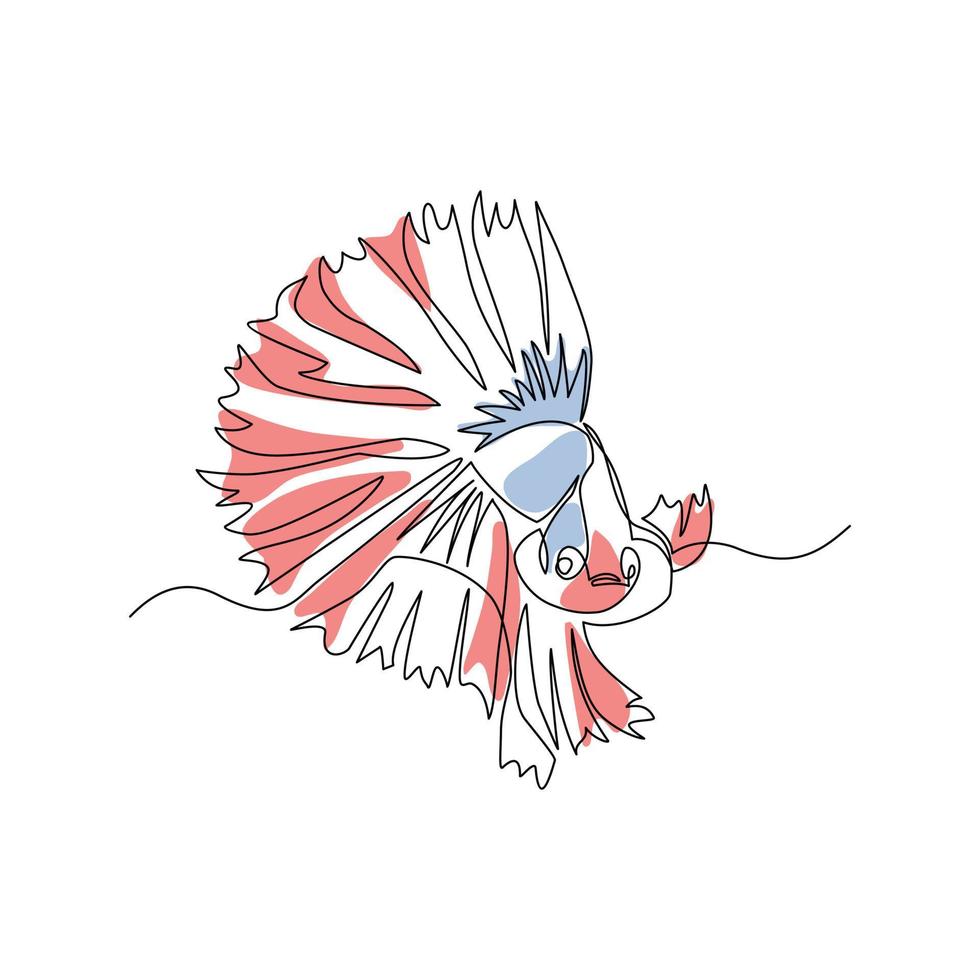 Tropical fish vector illustration drawn in line art style