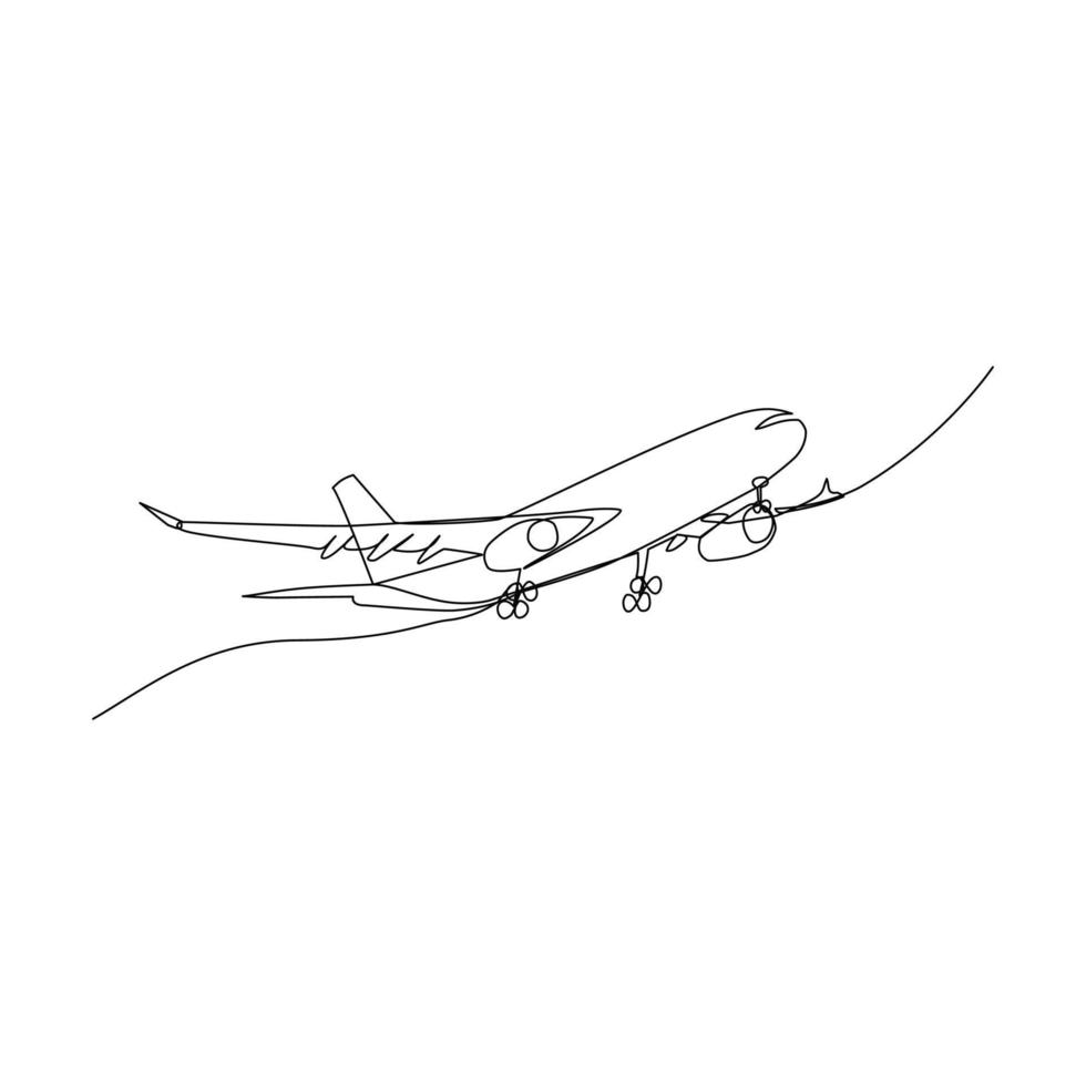 Airplane vector illustration drawn in line art style