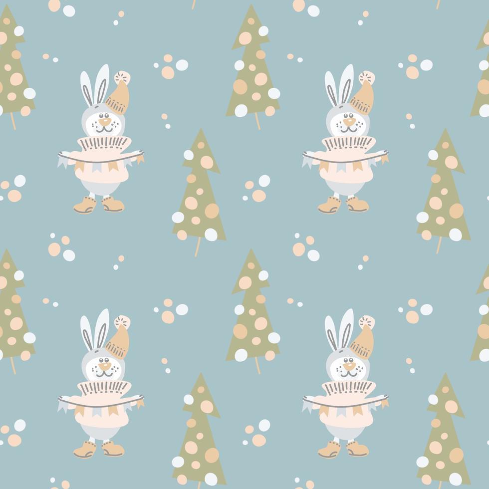 Seamless christmas pattern drawn in cartoon style vector