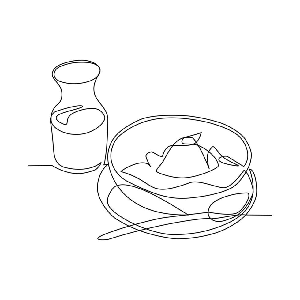 Breakfast vector illustration drawn in line art style