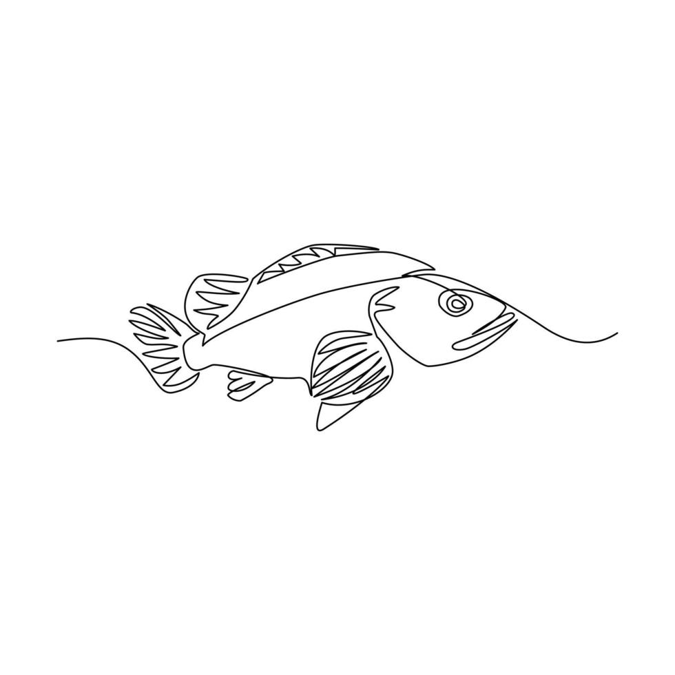 Tropical fish vector illustration drawn in line art style